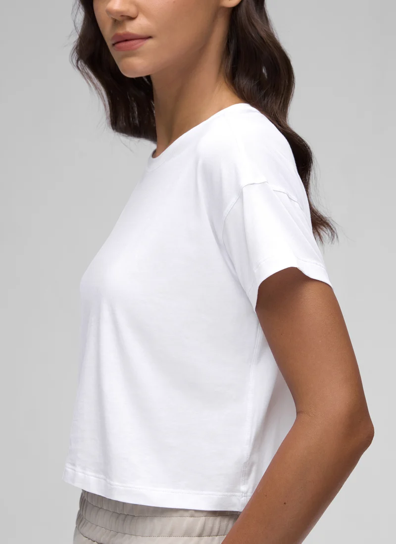 Pima Cotton Crew Neck Cropped Short Sleeve