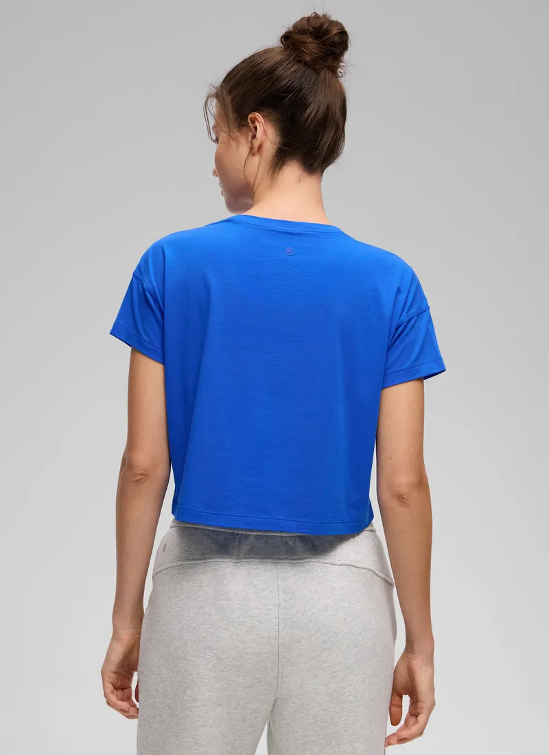 Pima Cotton Crew Neck Cropped Short Sleeve