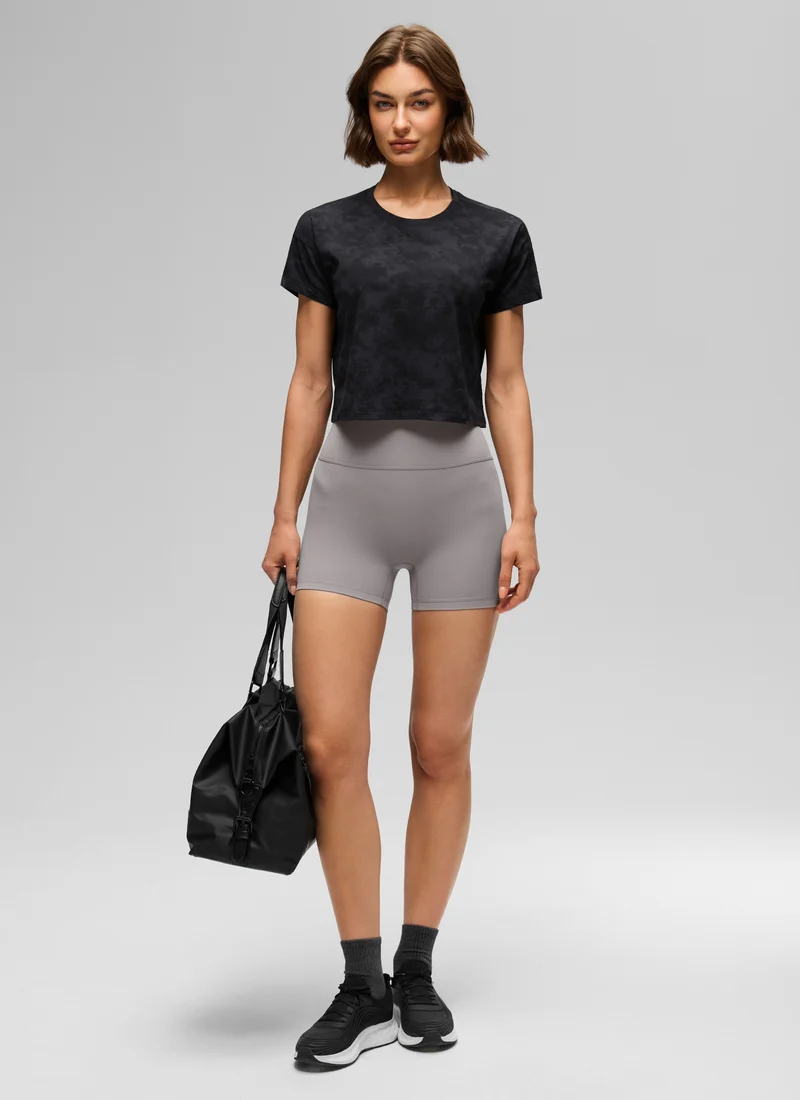 Pima Cotton Crew Neck Cropped Short Sleeve
