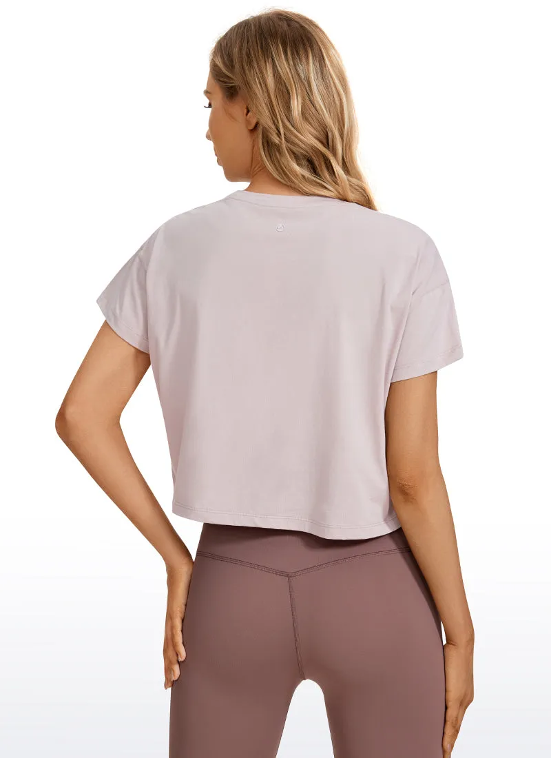 Pima Cotton Crew Neck Cropped Short Sleeve