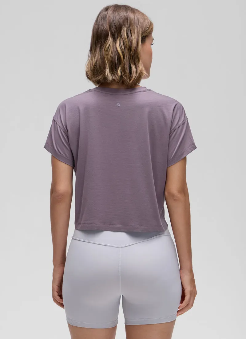 Pima Cotton Crew Neck Cropped Short Sleeve