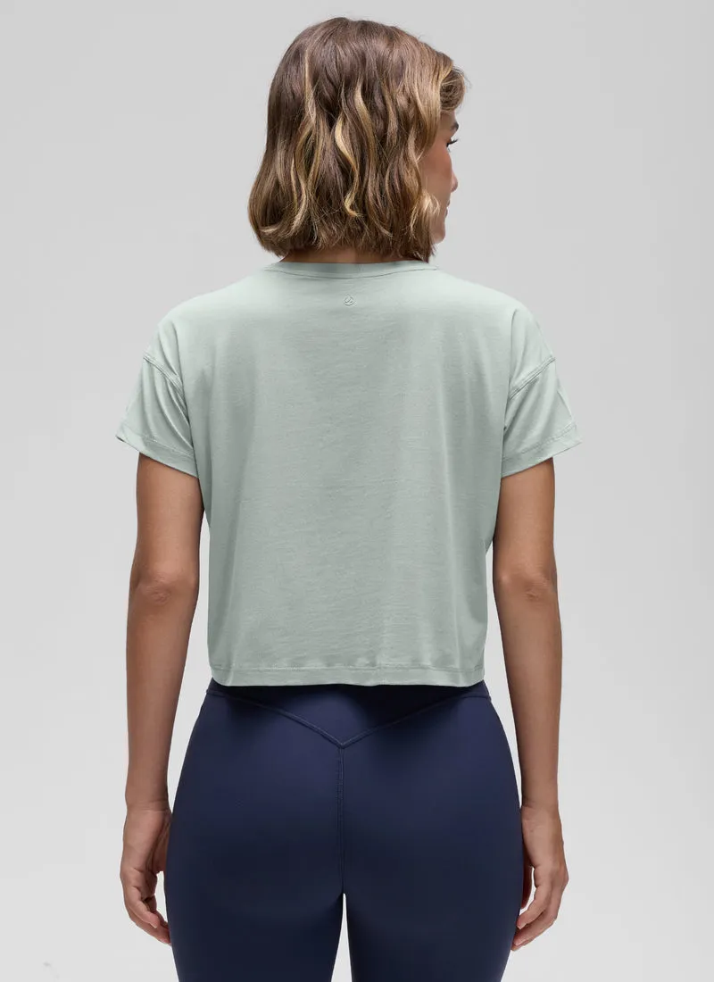 Pima Cotton Crew Neck Cropped Short Sleeve