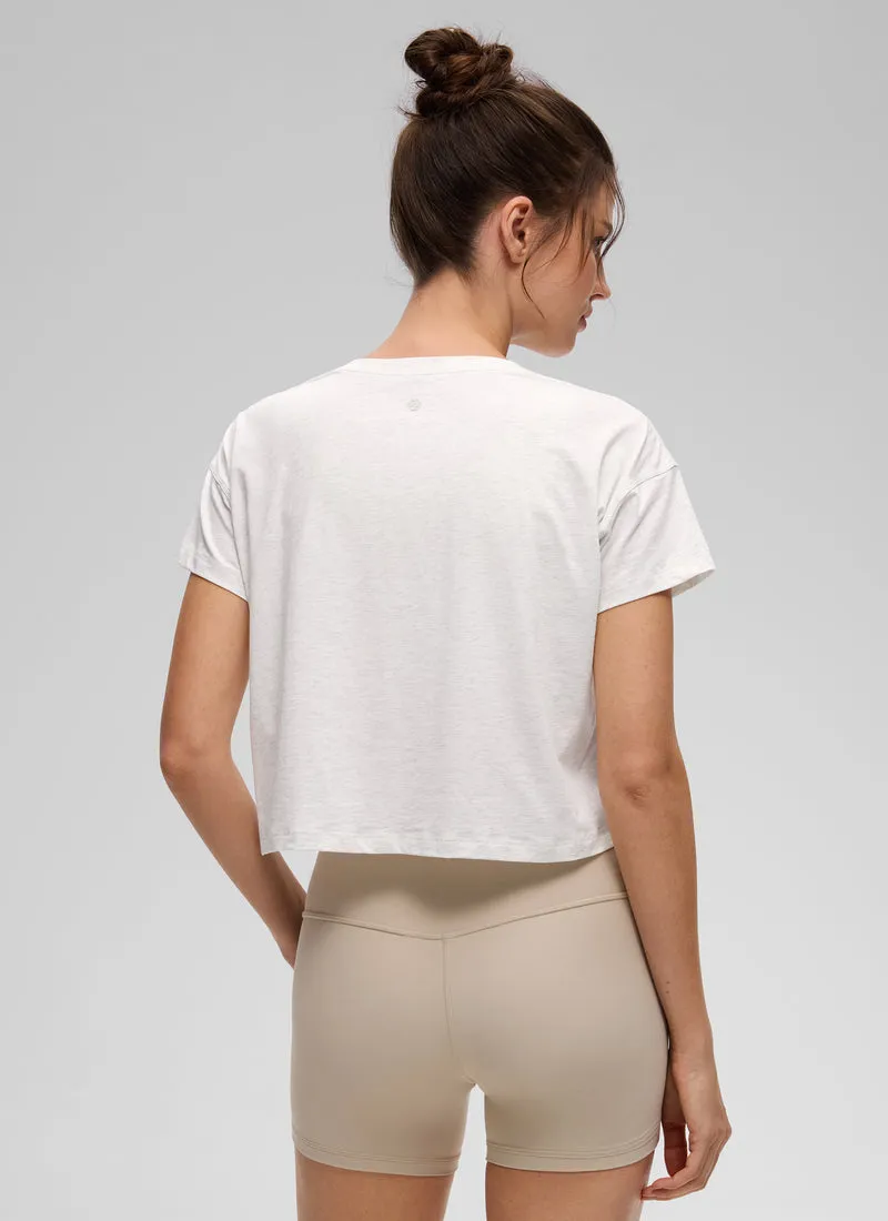 Pima Cotton Crew Neck Cropped Short Sleeve