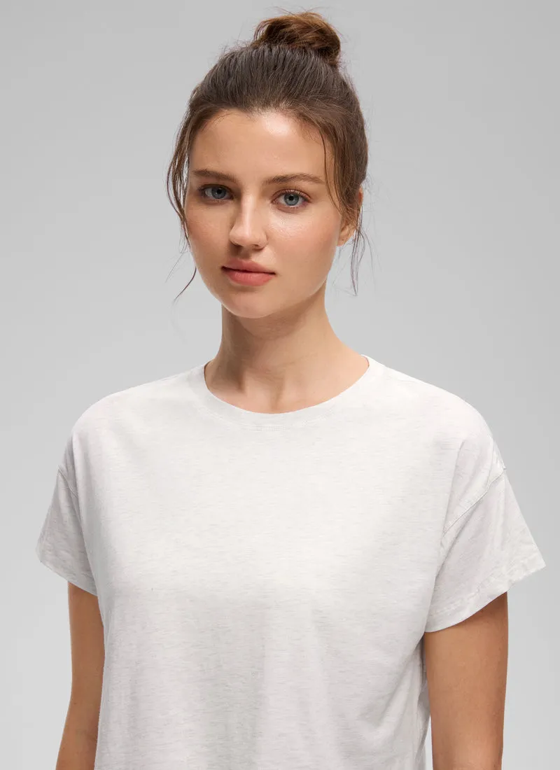 Pima Cotton Crew Neck Cropped Short Sleeve