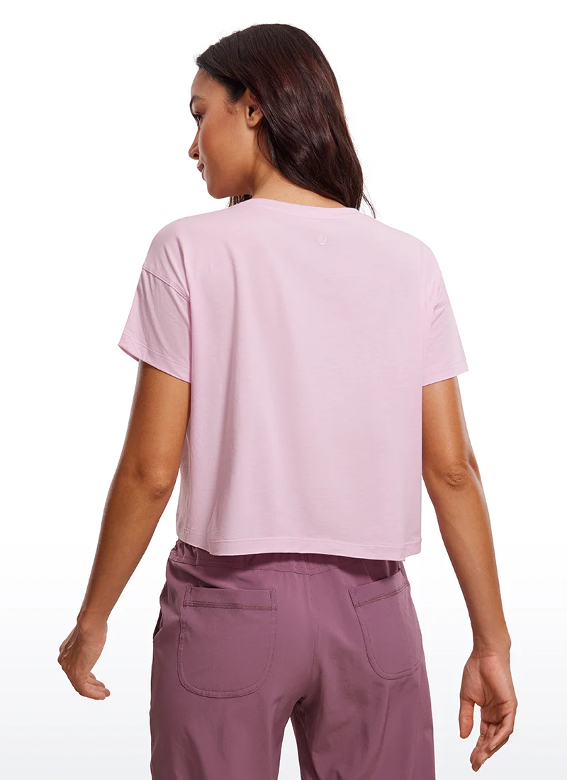 Pima Cotton Crew Neck Cropped Short Sleeve