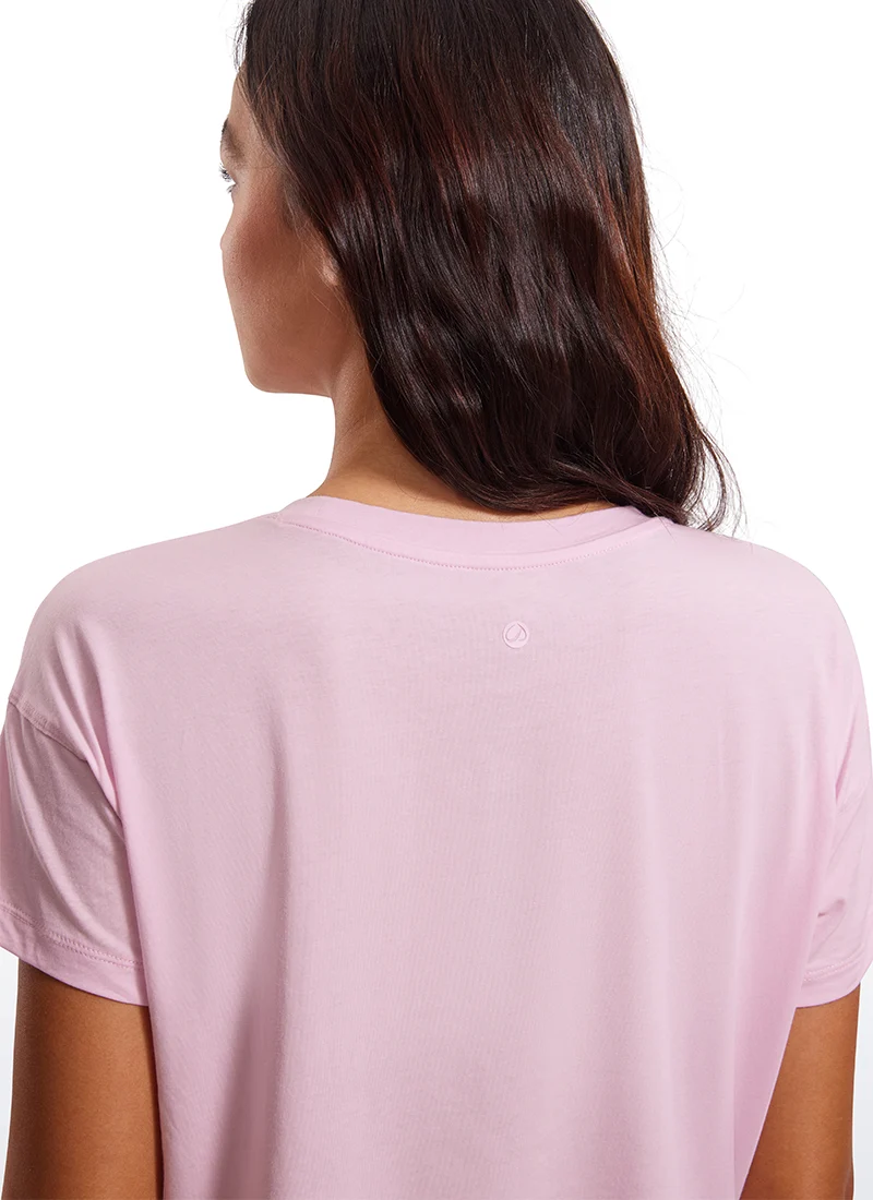 Pima Cotton Crew Neck Cropped Short Sleeve