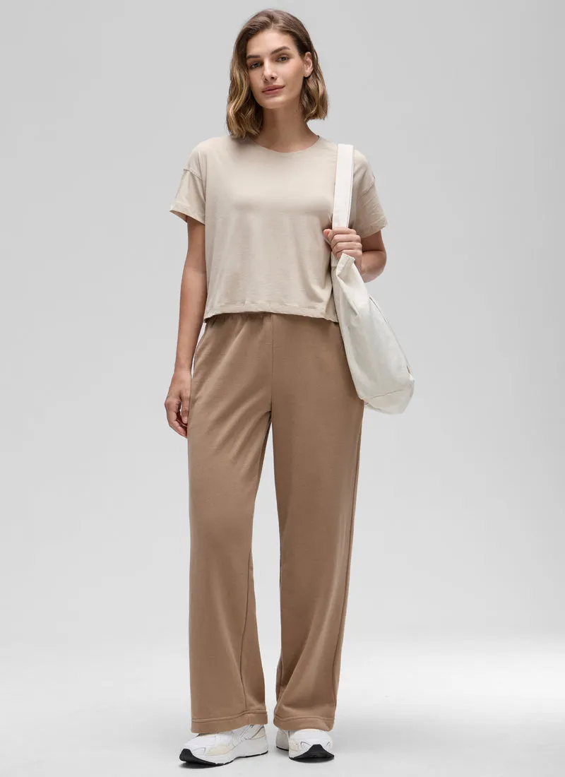 Pima Cotton Crew Neck Cropped Short Sleeve