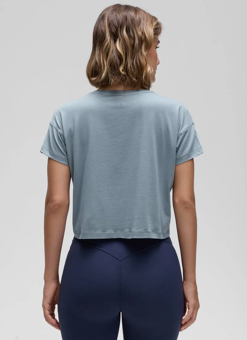 Pima Cotton Crew Neck Cropped Short Sleeve