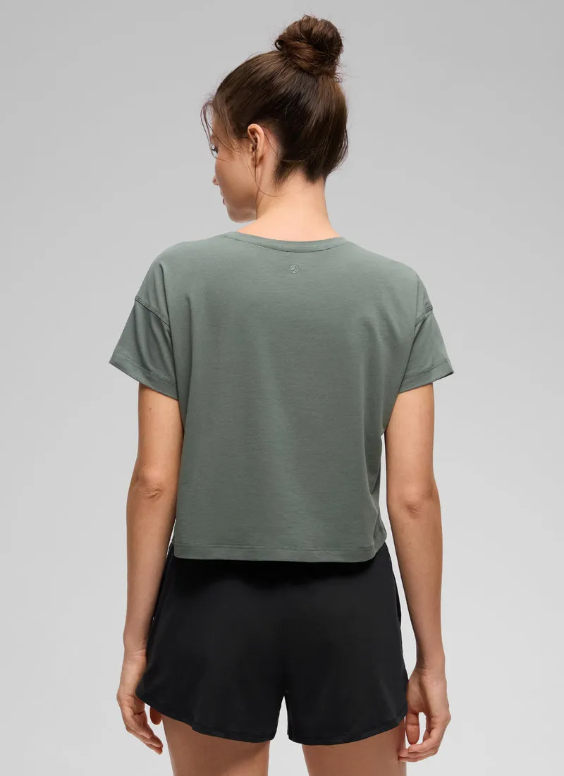 Pima Cotton Crew Neck Cropped Short Sleeve