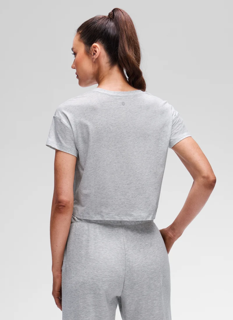Pima Cotton Crew Neck Cropped Short Sleeve