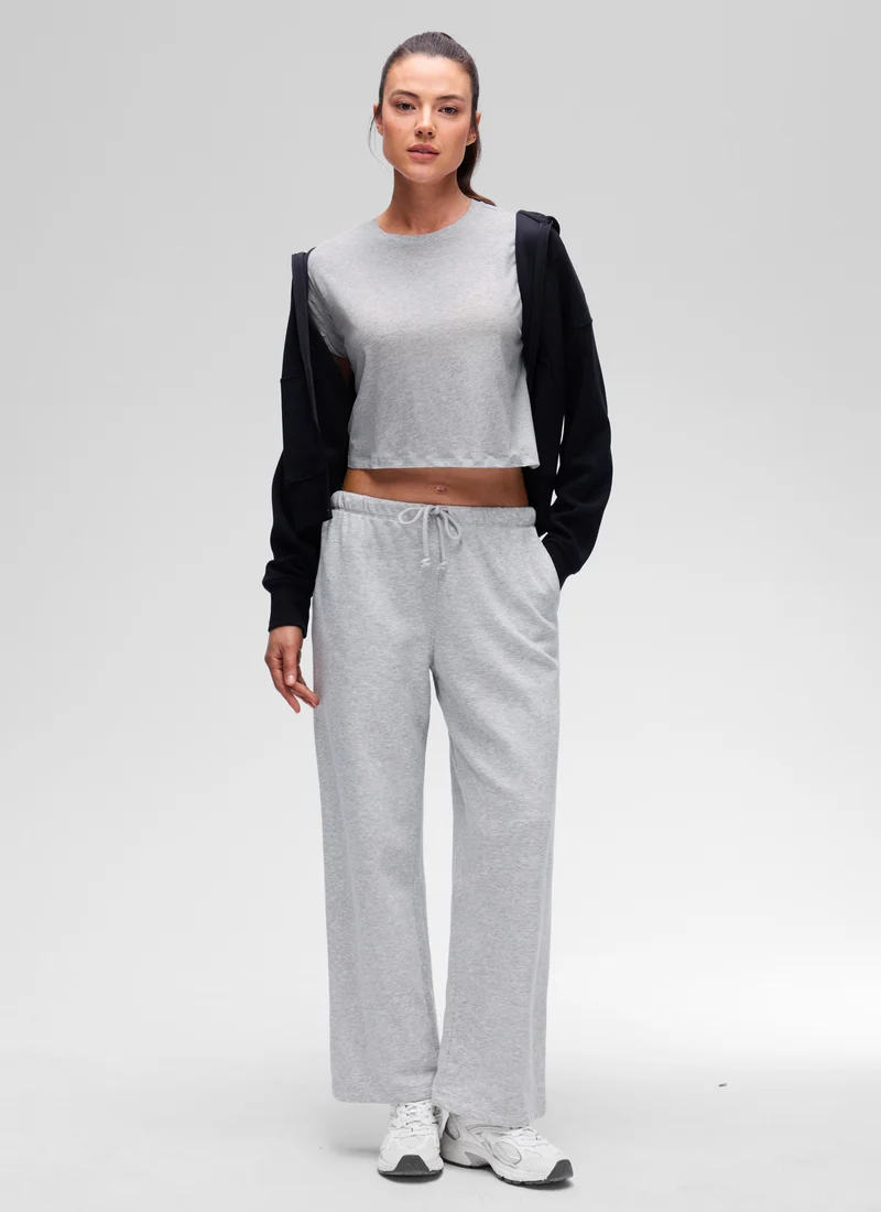 Pima Cotton Crew Neck Cropped Short Sleeve