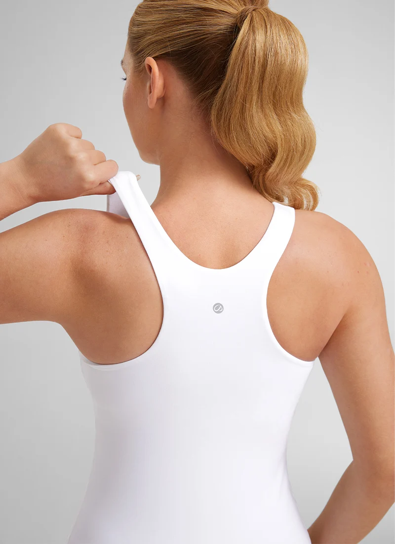 Butterluxe Hip Length Built-in Bra Tanks High Neck