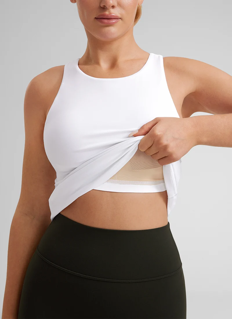 Butterluxe Hip Length Built-in Bra Tanks High Neck