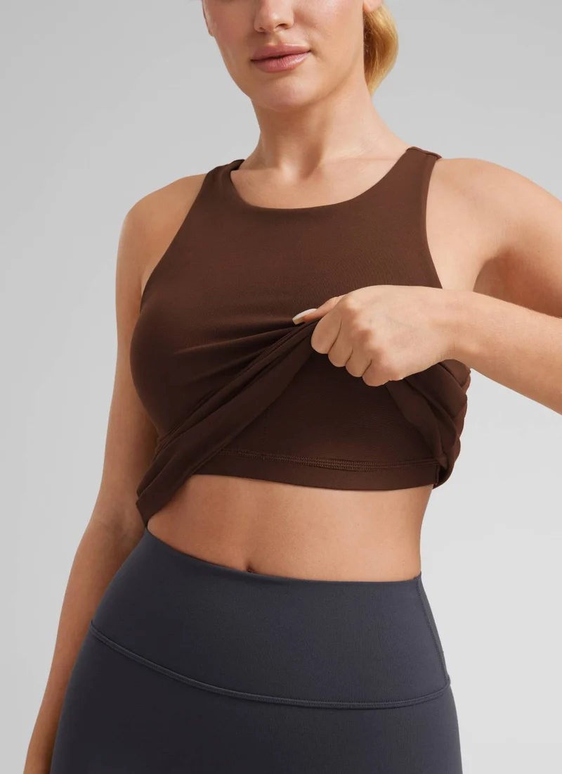 Butterluxe Hip Length Built-in Bra Tanks High Neck