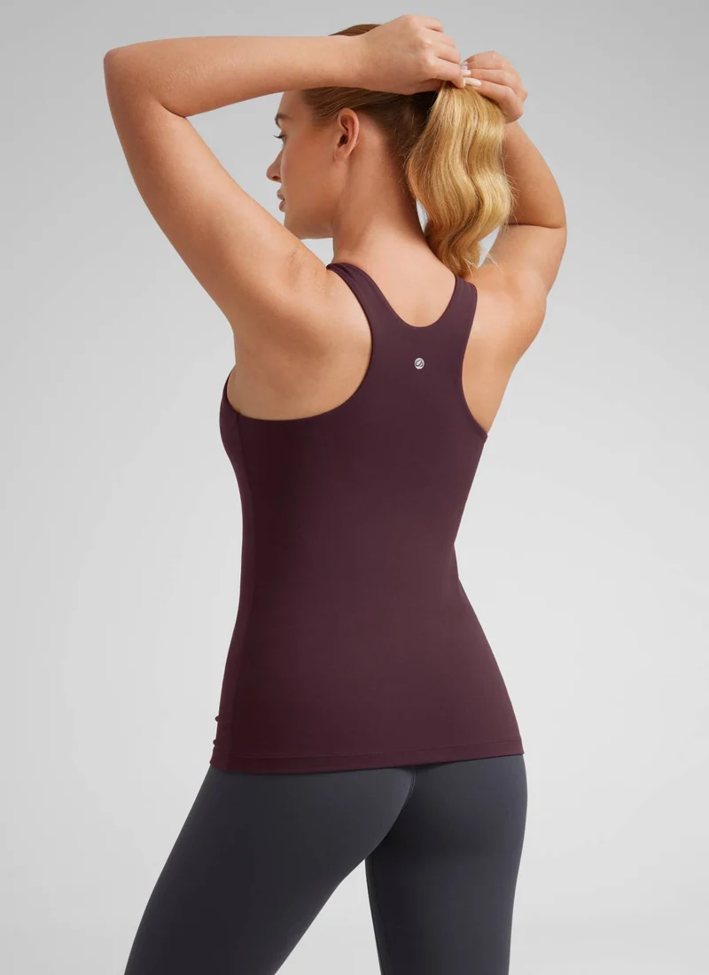 Butterluxe Hip Length Built-in Bra Tanks High Neck