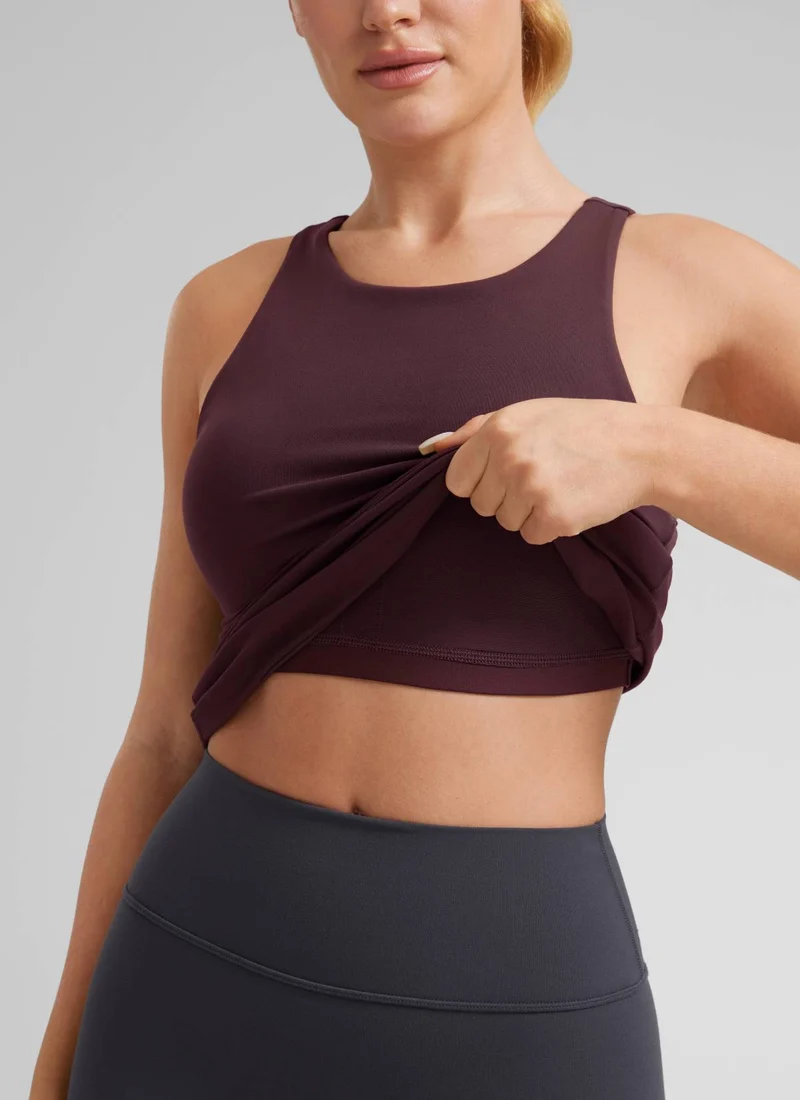 Butterluxe Hip Length Built-in Bra Tanks High Neck