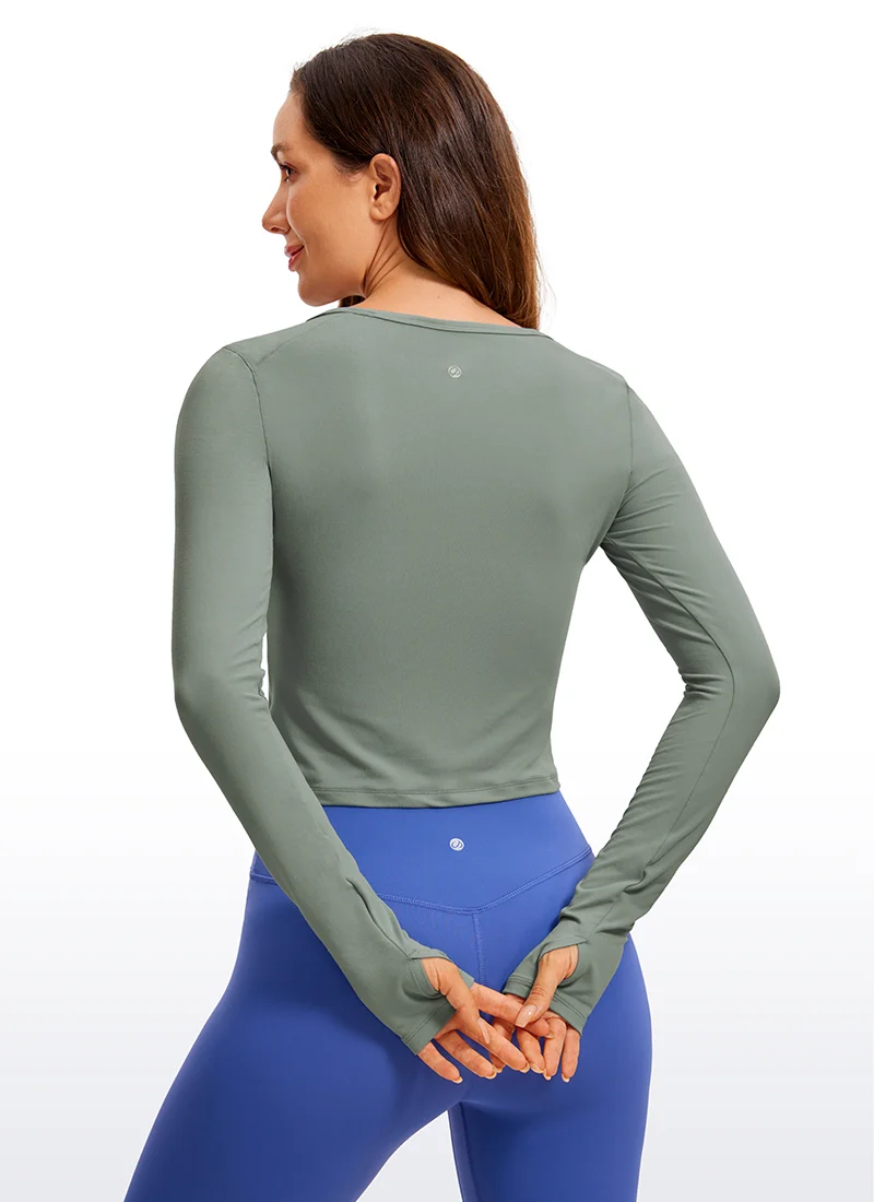 Brushed Thumbhole Cropped Long Sleeve