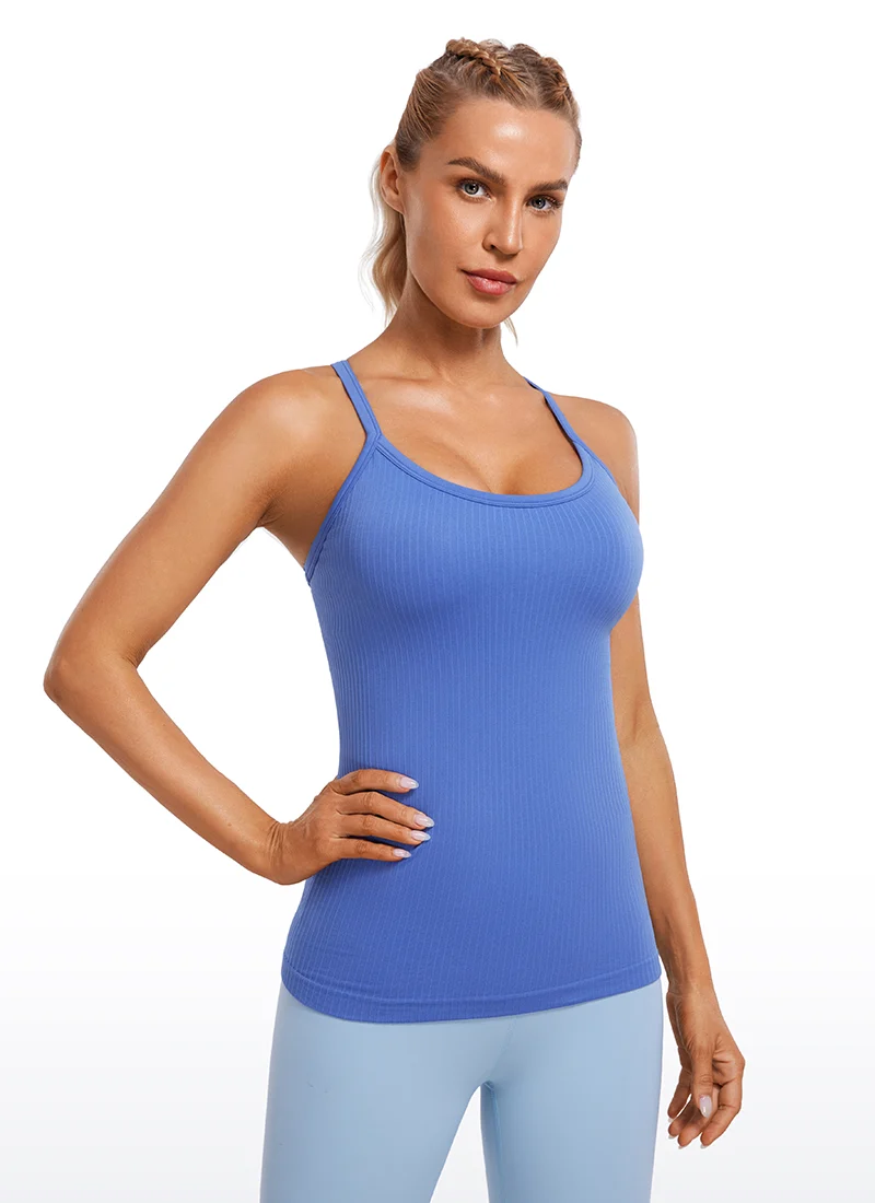 Speedy Seamless Built in Bra Pure color Tank