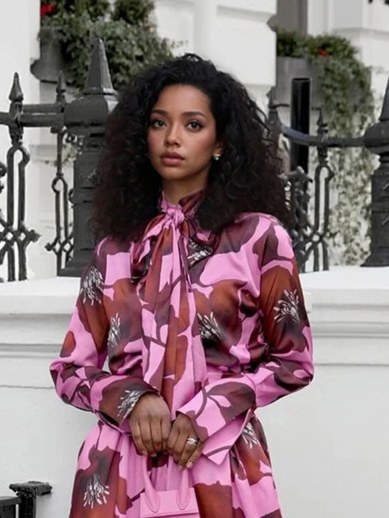 Unique Floral Print Loose High-Waist Wide-Leg Pants