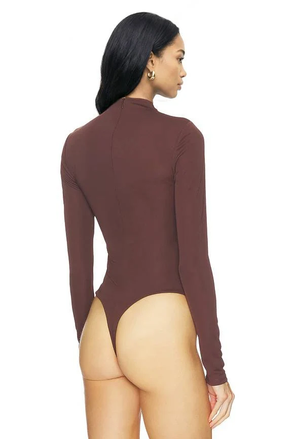 Long-sleeved bodypsuit And Slit Skirt Suit