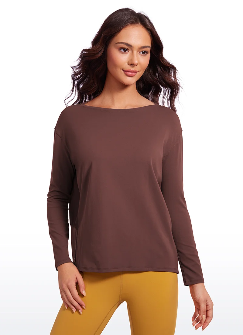 Butterluxe-Light Hip Length Back Hem Long Sleeves