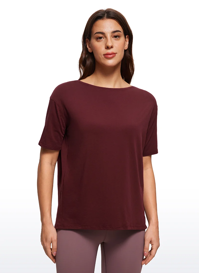 Pima Cotton Boat Neck Short Sleeve