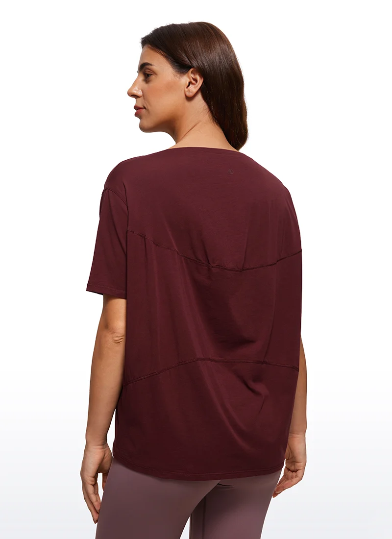 Pima Cotton Boat Neck Short Sleeve