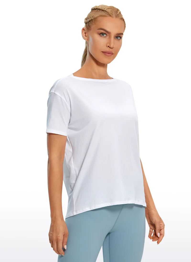 Pima Cotton Boat Neck Short Sleeve