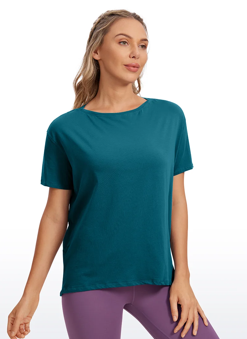 Pima Cotton Boat Neck Short Sleeve
