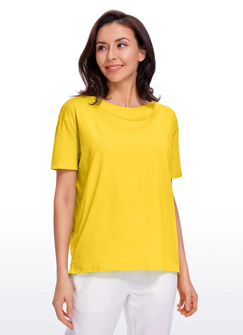 Pima Cotton Boat Neck Short Sleeve