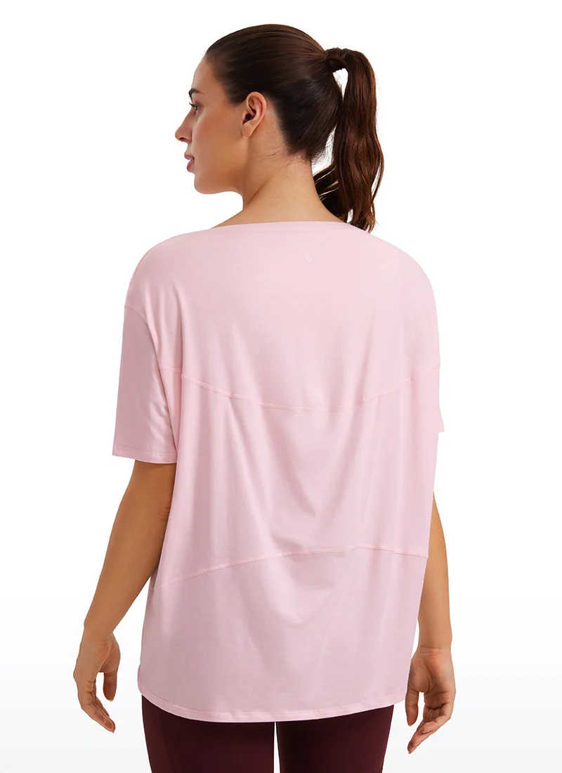 Pima Cotton Boat Neck Short Sleeve