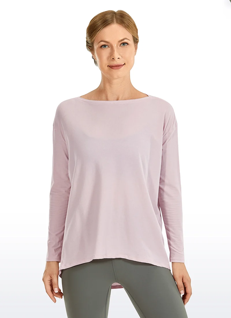 Pima Cotton Boat Neck Long Sleeve