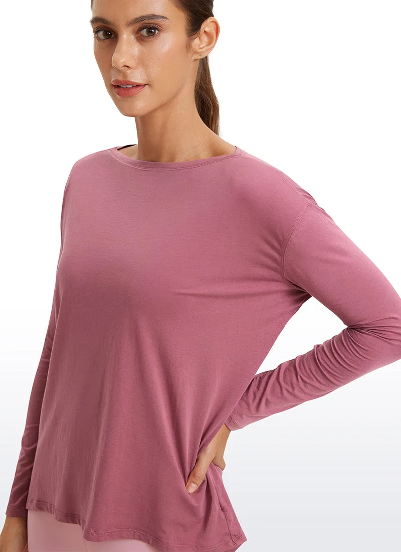Pima Cotton Boat Neck Long Sleeve
