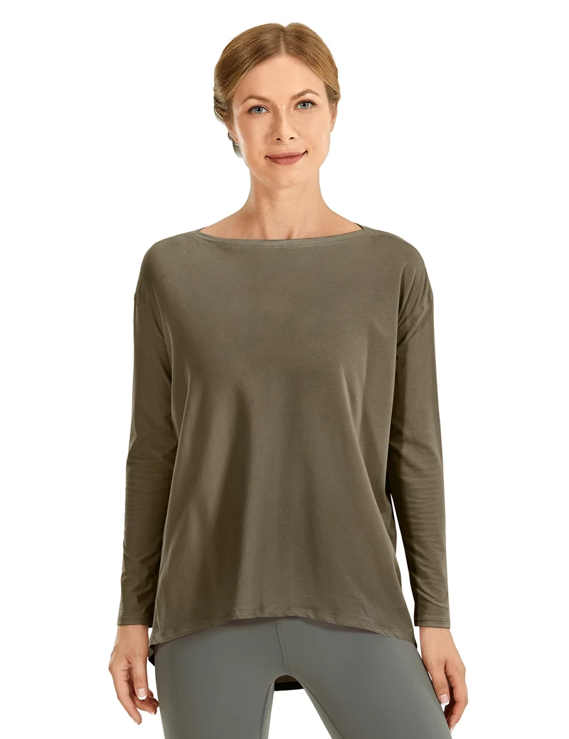 Pima Cotton Boat Neck Long Sleeve