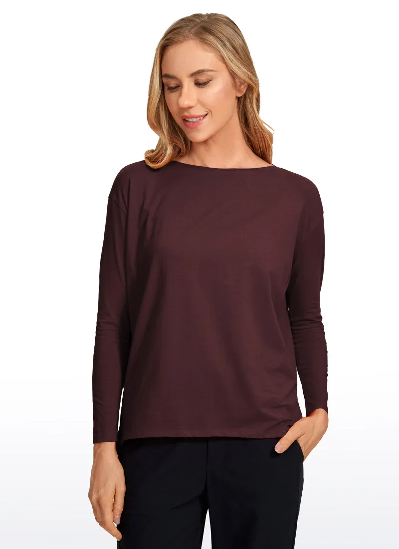 Pima Cotton Boat Neck Long Sleeve