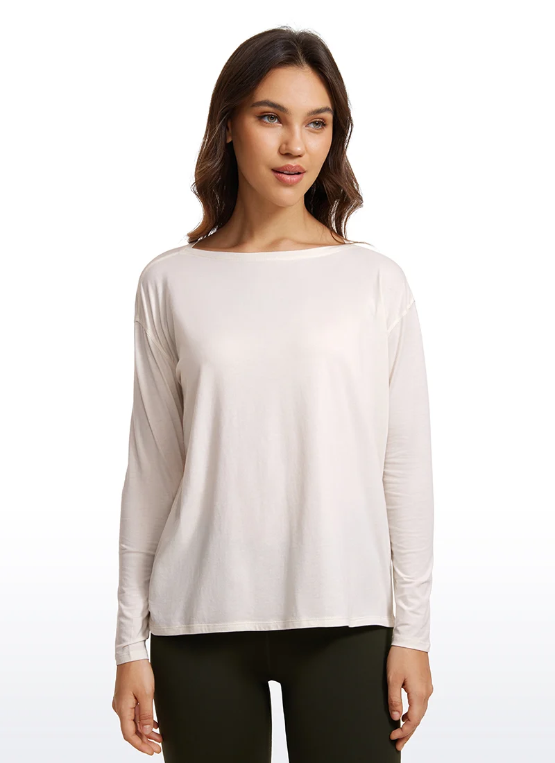 Pima Cotton Boat Neck Long Sleeve