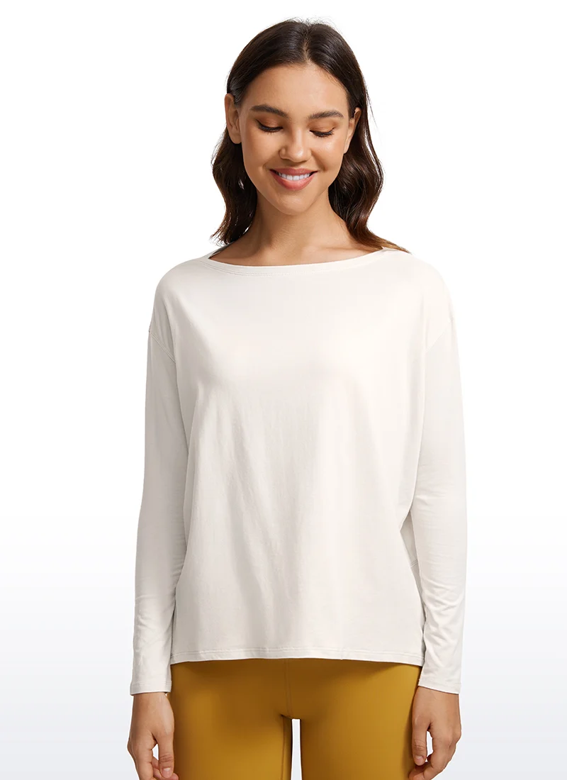Pima Cotton Boat Neck Long Sleeve