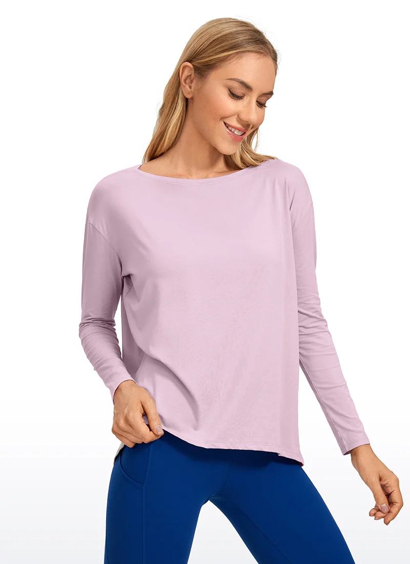 Pima Cotton Boat Neck Long Sleeve