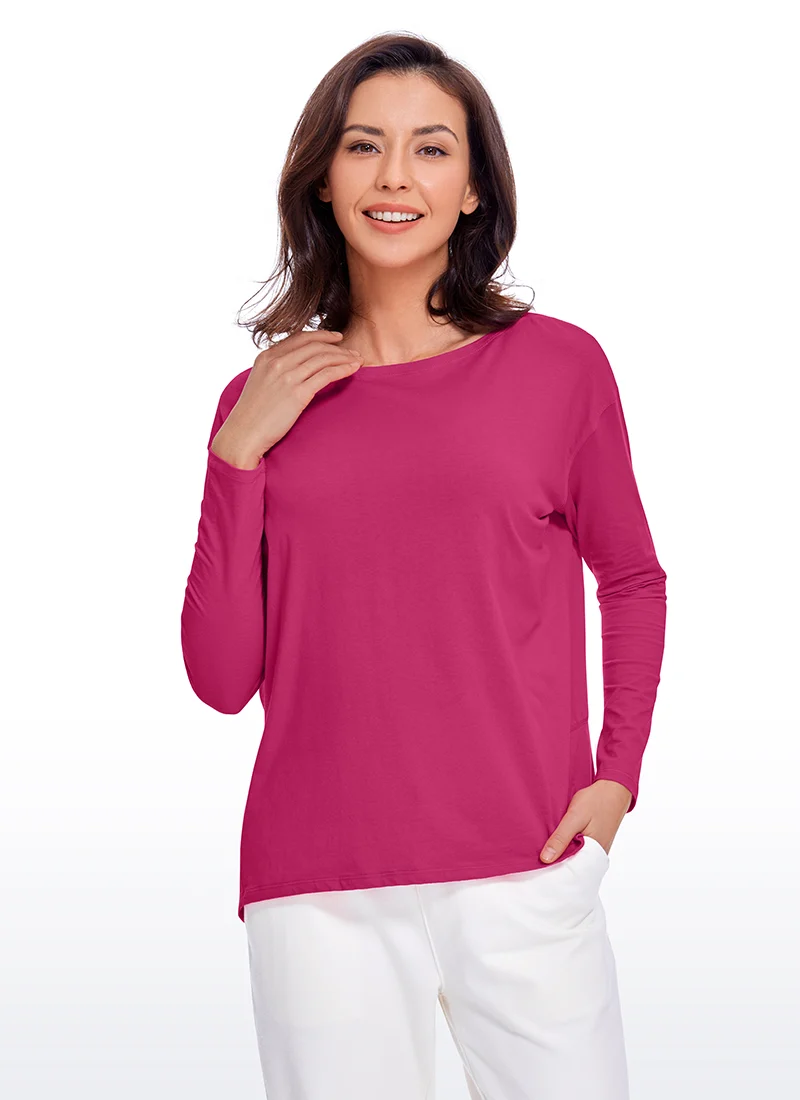 Pima Cotton Boat Neck Long Sleeve