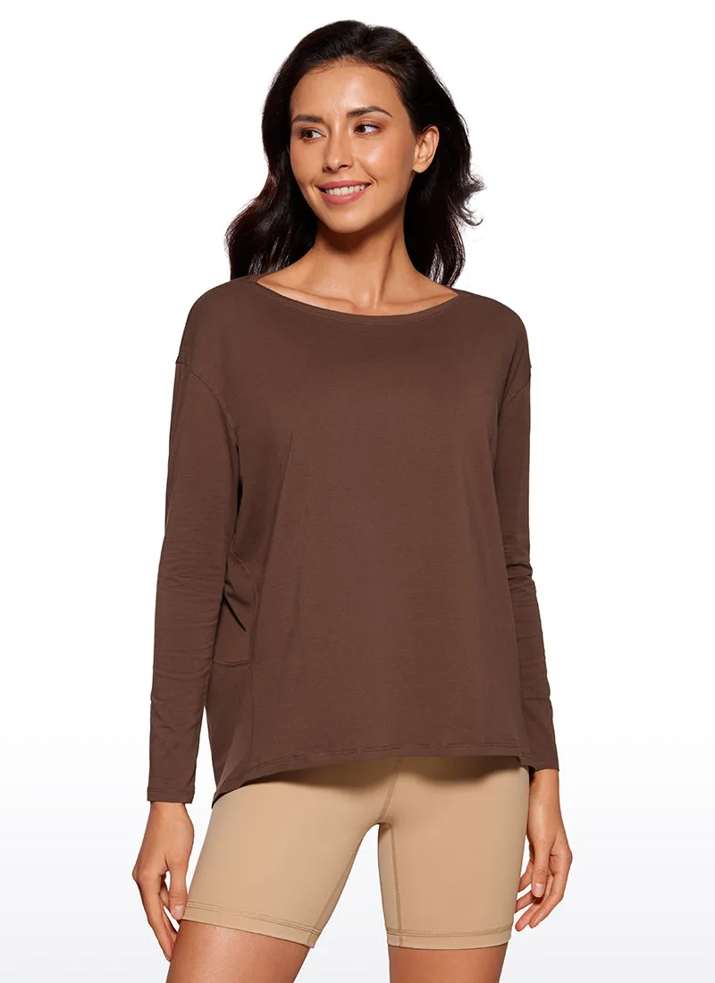 Pima Cotton Boat Neck Long Sleeve