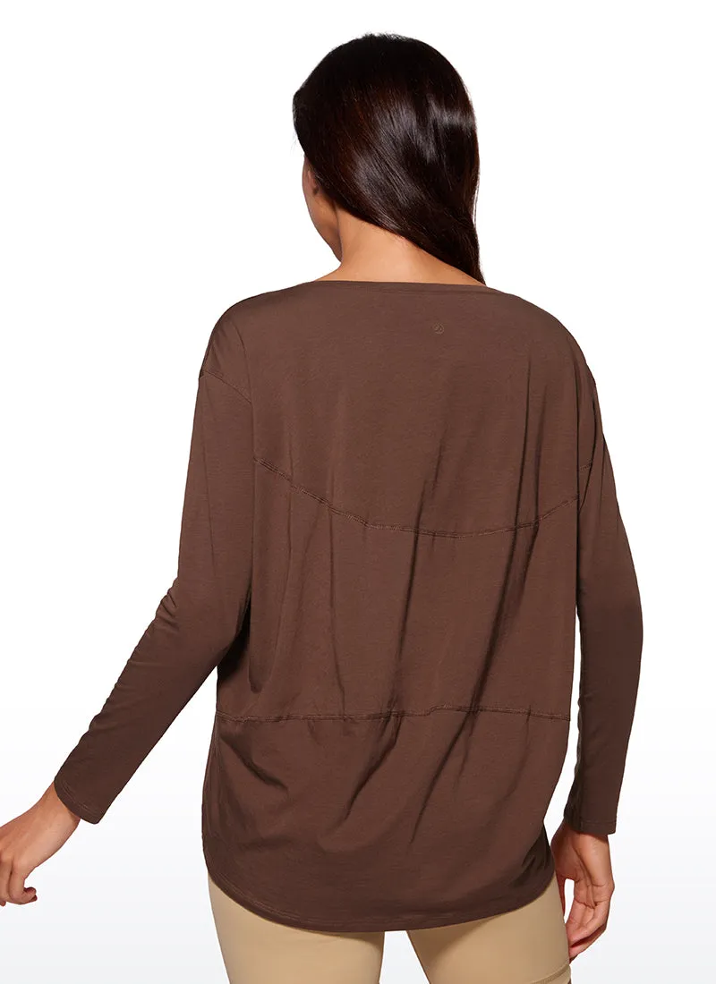 Pima Cotton Boat Neck Long Sleeve