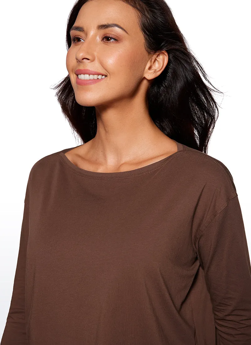 Pima Cotton Boat Neck Long Sleeve