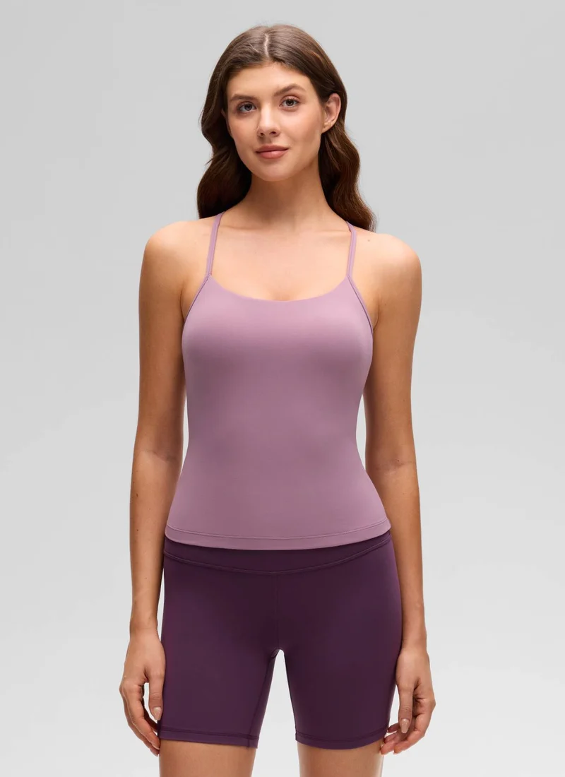 Butterluxe Waist Length Y Back Built in Bra Tank