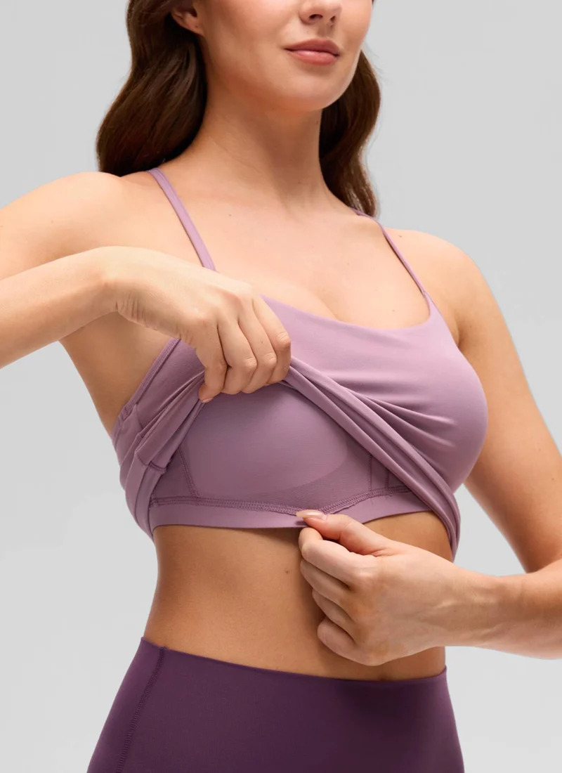 Butterluxe Waist Length Y Back Built in Bra Tank