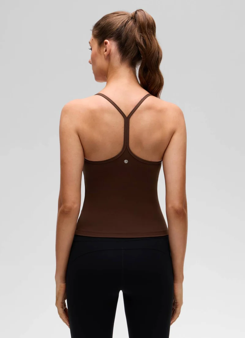 Butterluxe Waist Length Y Back Built in Bra Tank
