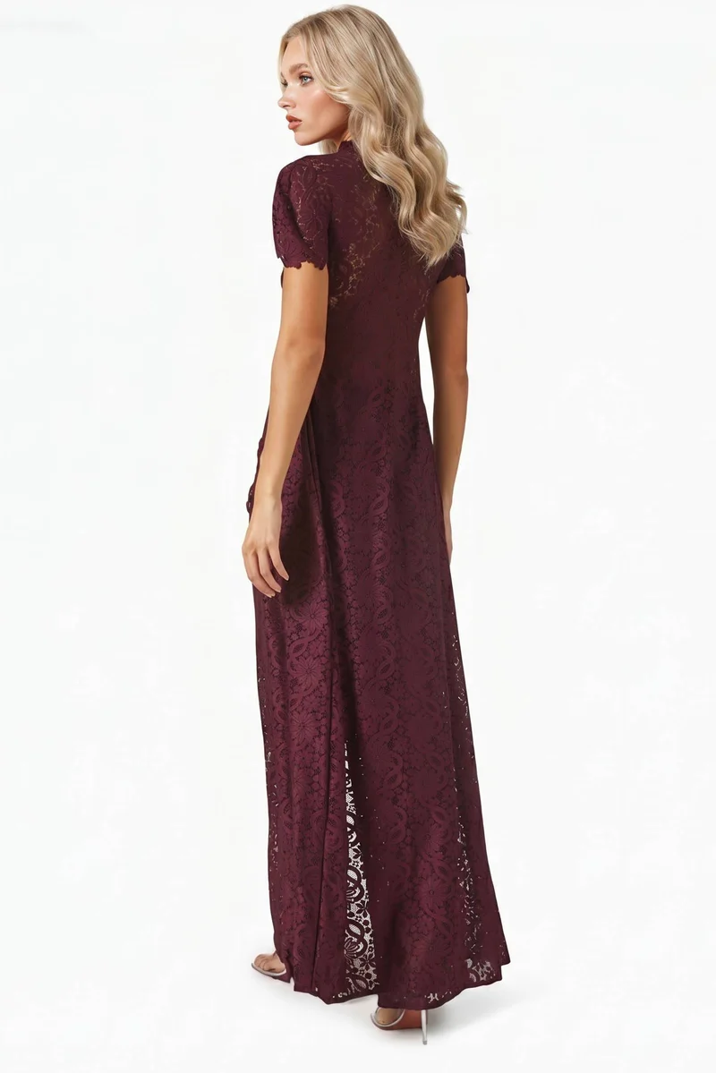 Lace Long-sleeved Top And Wide-leg Pants Set