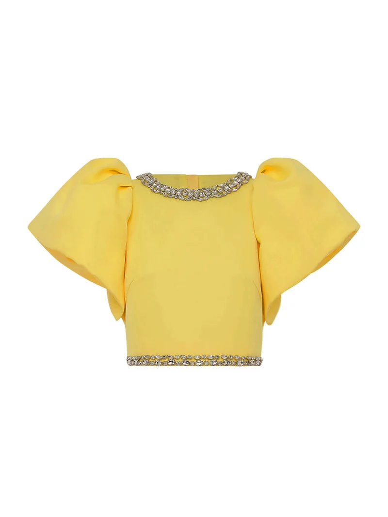 Beautiful Embellished Satin Crop Top