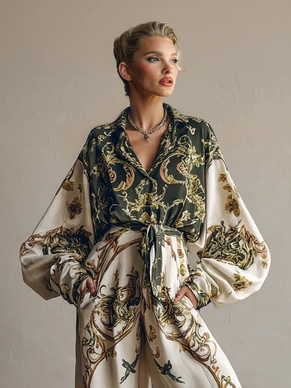 Retro Baroque Floral Print Shirt