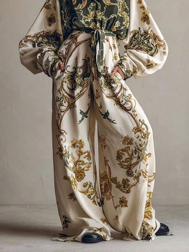 Retro Baroque Floral Print Shirt