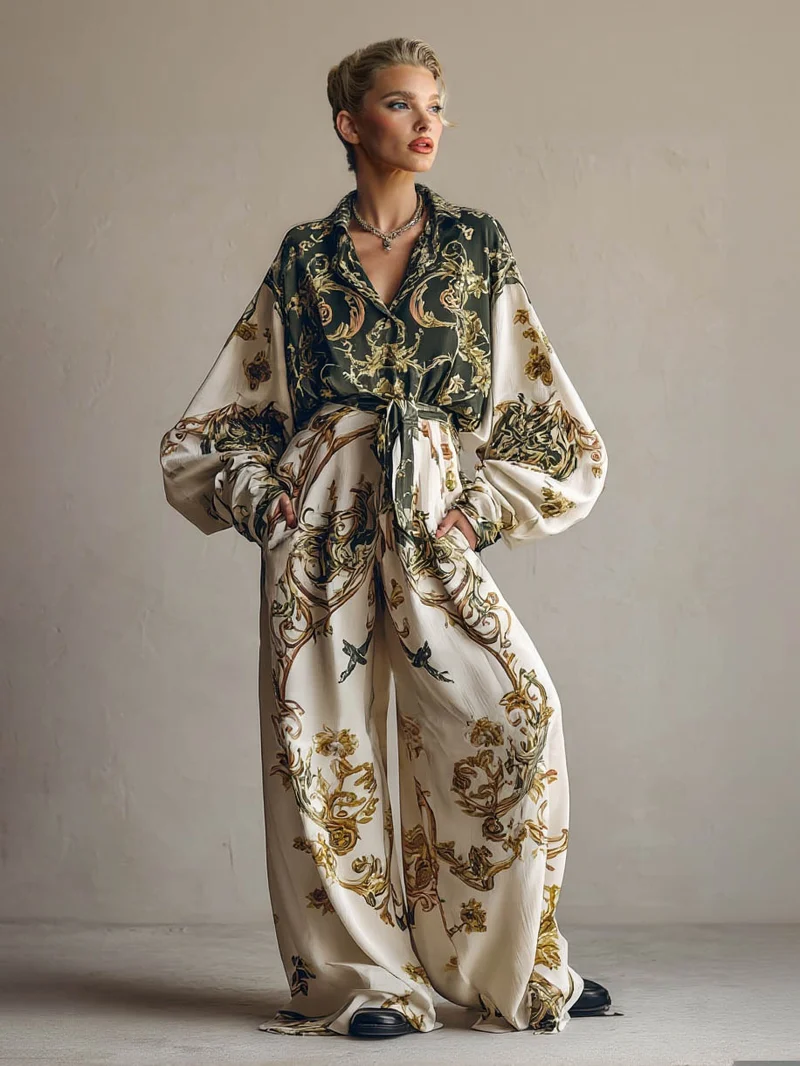 Retro Baroque Floral Print Shirt